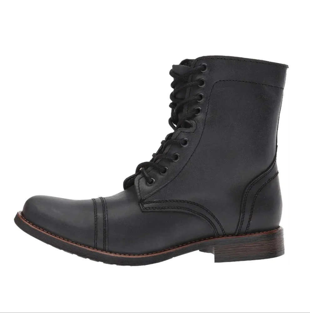 New w/o Box Steve Madden Troopah-C Genuine Leather Men's Lace-Up Zip Moto Boots